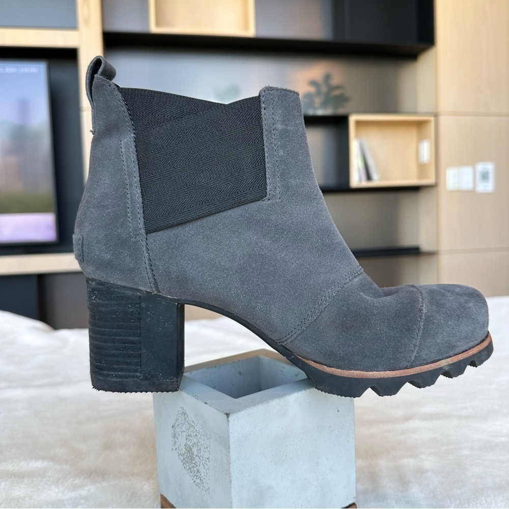 Sorel Addington 260 mm Chelsea Gray Stacked Suede Leather Boots EU 39.5 US 9 - Picture 9 of 16